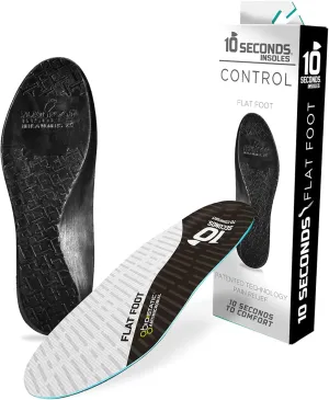 10 Seconds - Flat Foot Orthopedic Insole – Corrective Arch Support for Flat Feet, Biostatic Topper with Shock Absorbing Foam, Prevents Overpronation M 10/10.5, W 11.5/12