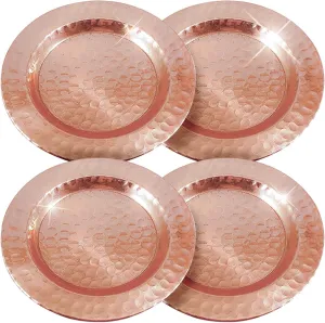 100% Pure Copper Coasters for Moscow Mule Mugs - Hand Hammered by Artisans in India - Protect Your Furniture from Condensation- Vintage Housewarming (Set of 4)