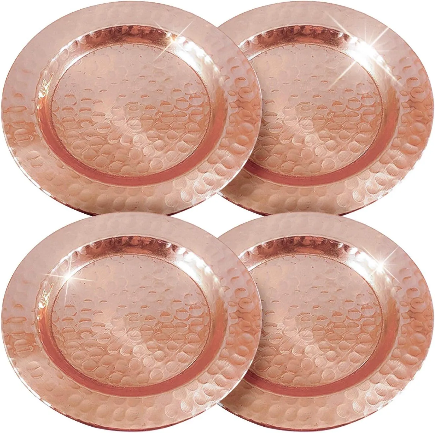 100% Pure Copper Coasters for Moscow Mule Mugs - Hand Hammered by Artisans in India - Protect Your Furniture from Condensation- Vintage Housewarming (Set of 4)