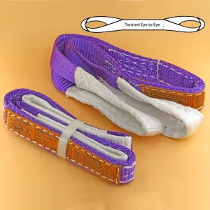 2-Pack 6:1 Safety Factor 1" X3' Lifting Slings 2200 lbs Webbing Sling 2 ply Polyester Lifting Strap with Twisted Eye & Eye for Industrial Shop Use