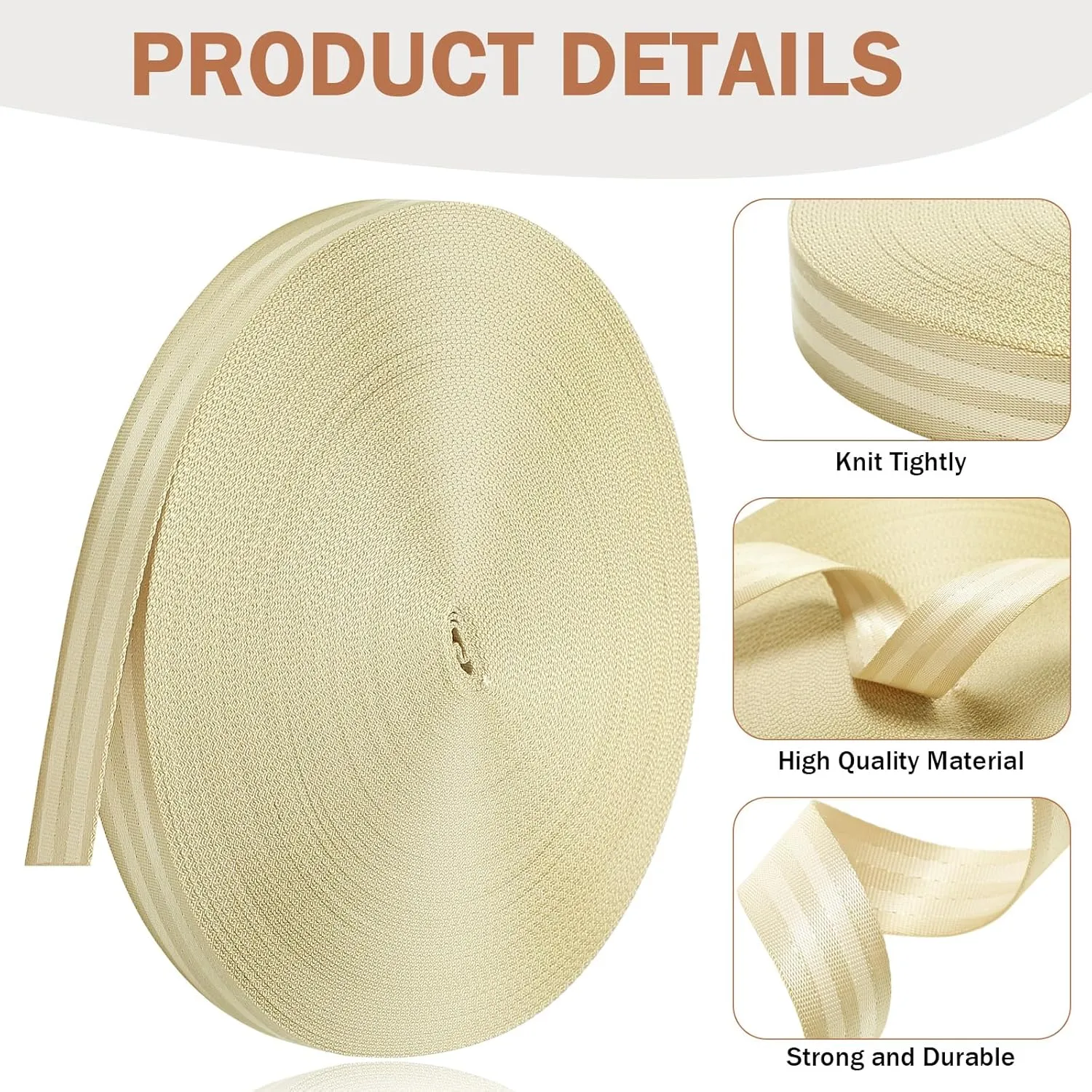 2 Rolls 98 Yards Nylon Webbing Strap 1 Inch Heavy Duty Webbing Roll Flat Climbing Webbing for Indoor Outdoor Gear Crafting DIY Repairing Belt Camping Hiking Sports