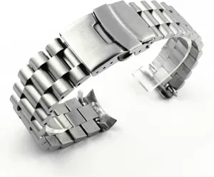 20mm 22mm Solid Stainless Steel Strap for Seiko SKX007 SKX009 for Jubilee Metal Curved End Diving Men Watch Band Bracelet Chain(SilverC with Logo,20mm)