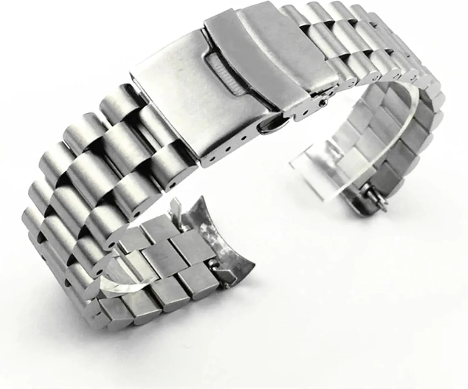 20mm 22mm Solid Stainless Steel Strap for Seiko SKX007 SKX009 for Jubilee Metal Curved End Diving Men Watch Band Bracelet Chain(SilverC with Logo,20mm)
