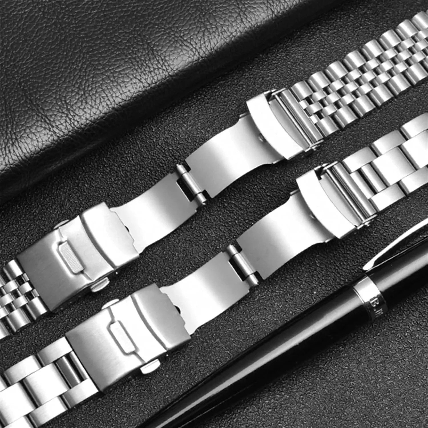 20mm 22mm Solid Stainless Steel Strap for Seiko SKX007 SKX009 for Jubilee Metal Curved End Diving Men Watch Band Bracelet Chain(SilverC with Logo,20mm)