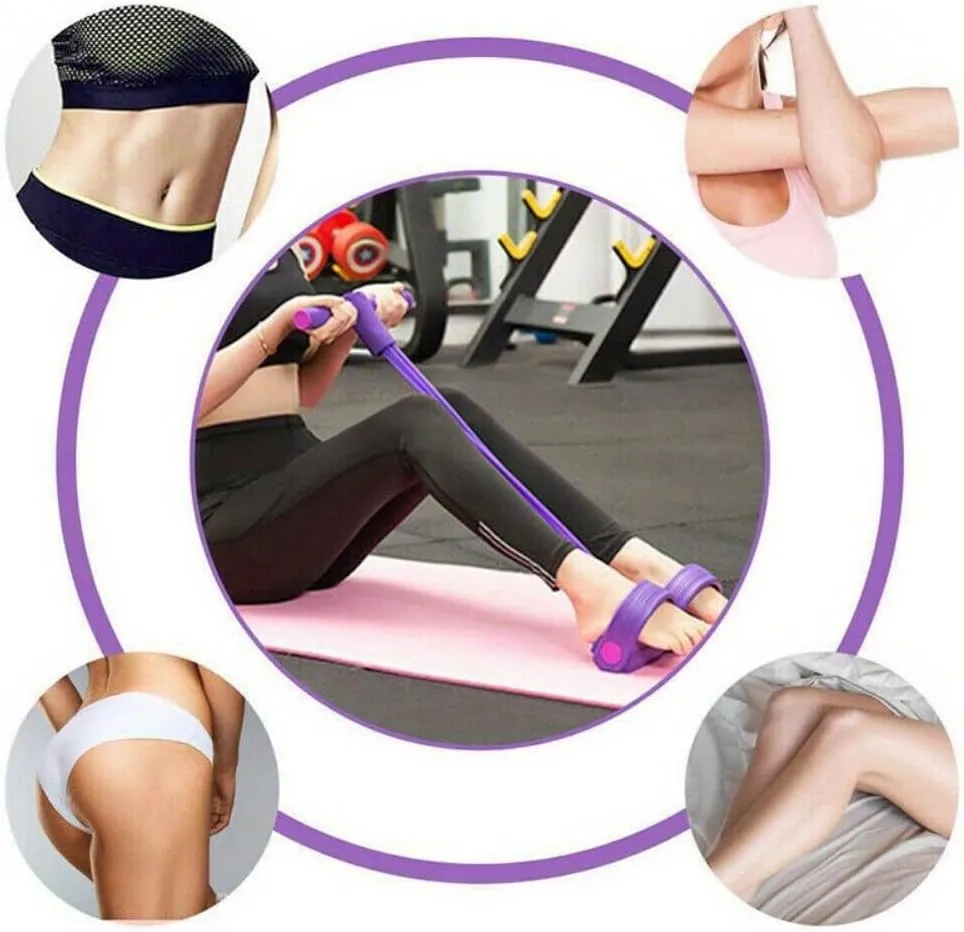 21 Fitness Resistance Bands-4 Tube Pedal Ankle Puller,Multifunction Foot Pedal Resistance Band with Handle,AB Training Auxiliary Device Sit Up Exercise Equipment for Women Men