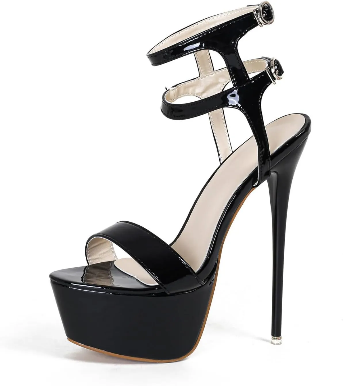 Aflngle Women's Super High Heels Sandals Platform Open Toe Ankle Strap Buckle Sexy Sandals Model Stage Catwalk Pumps Party Bridal Evening Shoes