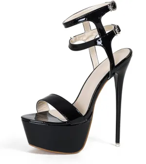 Aflngle Women's Super High Heels Sandals Platform Open Toe Ankle Strap Buckle Sexy Sandals Model Stage Catwalk Pumps Party Bridal Evening Shoes