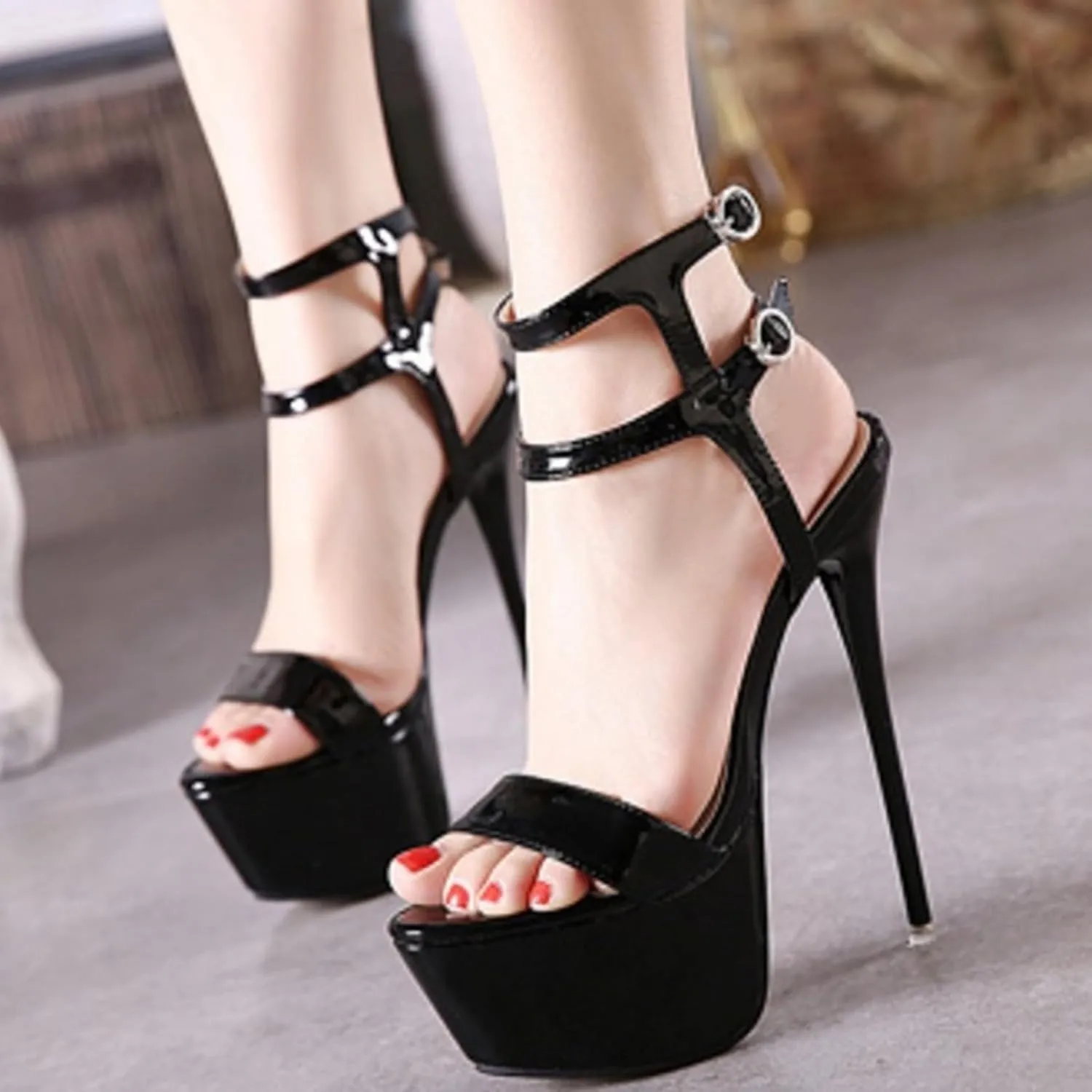 Aflngle Women's Super High Heels Sandals Platform Open Toe Ankle Strap Buckle Sexy Sandals Model Stage Catwalk Pumps Party Bridal Evening Shoes