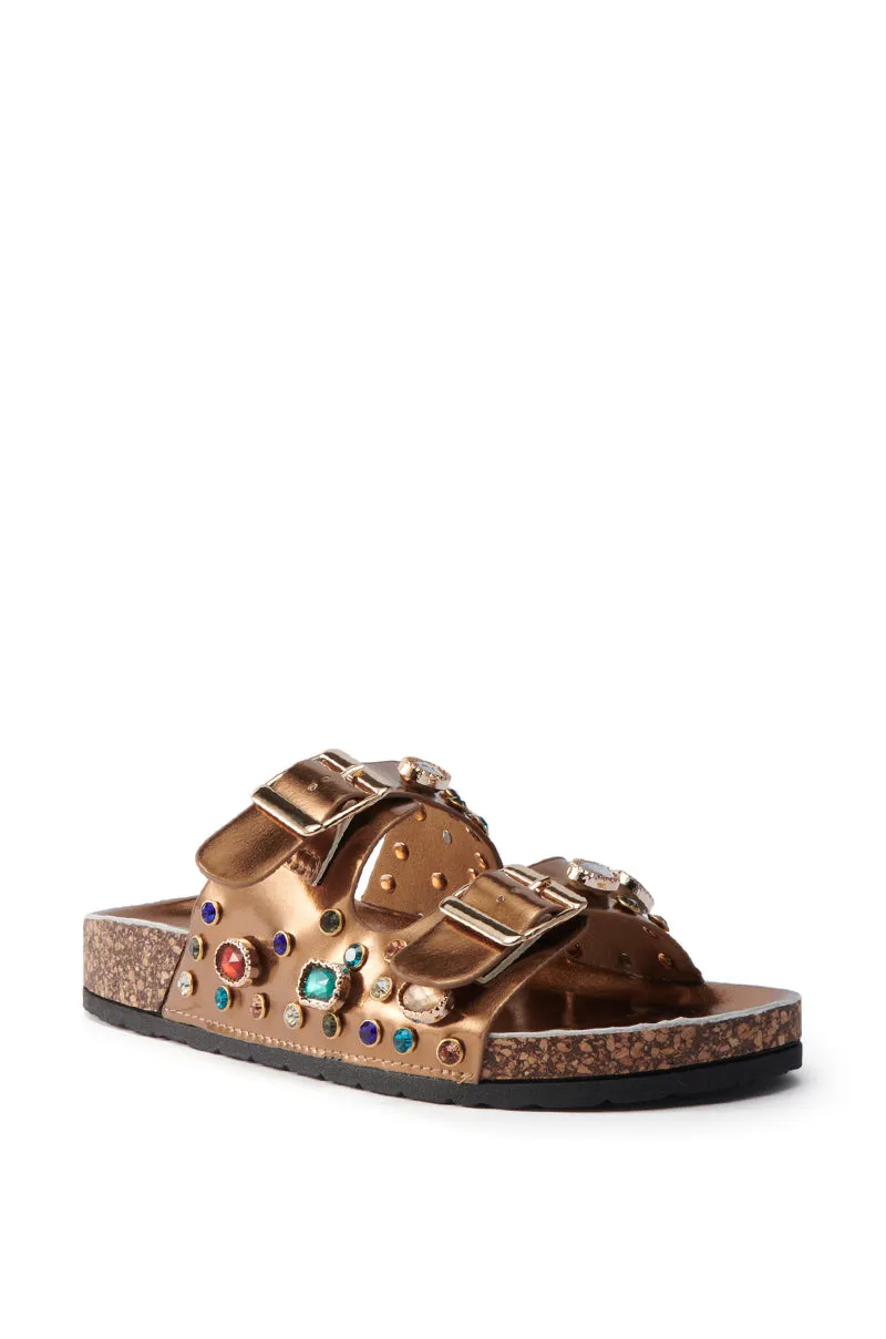 AKIRA BAYLEAVES GOLD NEW SLIP ON FLAT SANDAL