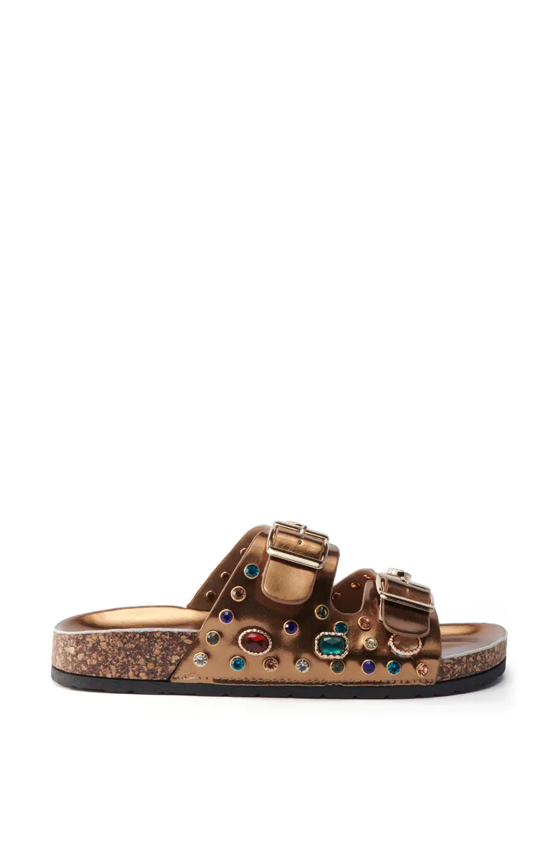 AKIRA BAYLEAVES GOLD NEW SLIP ON FLAT SANDAL