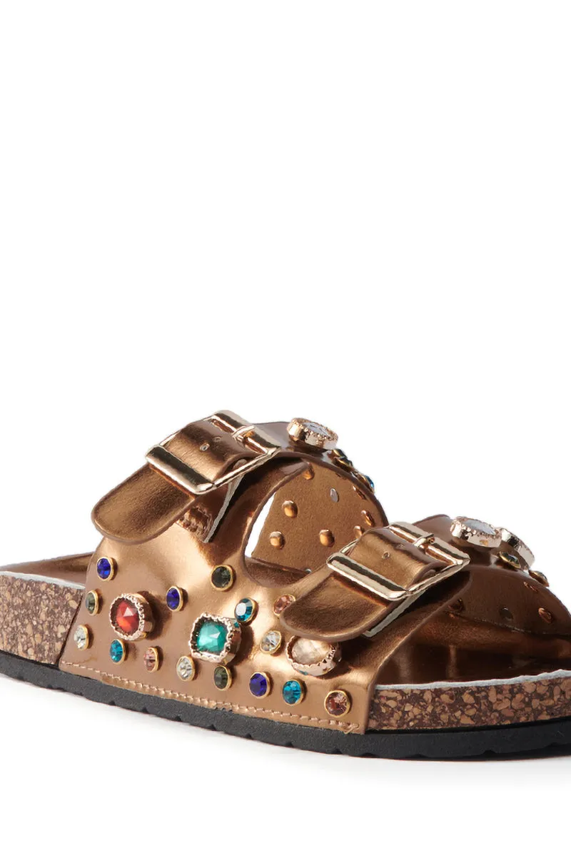 AKIRA BAYLEAVES GOLD NEW SLIP ON FLAT SANDAL