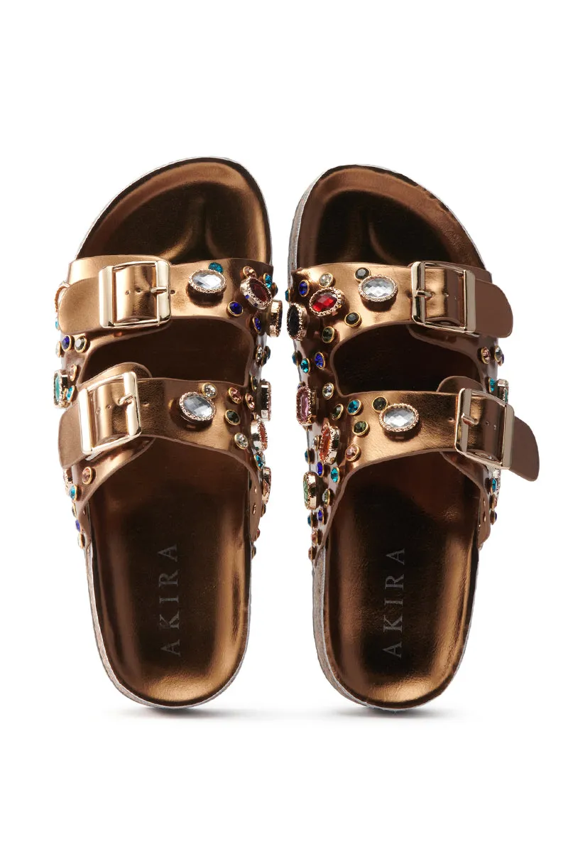 AKIRA BAYLEAVES GOLD NEW SLIP ON FLAT SANDAL