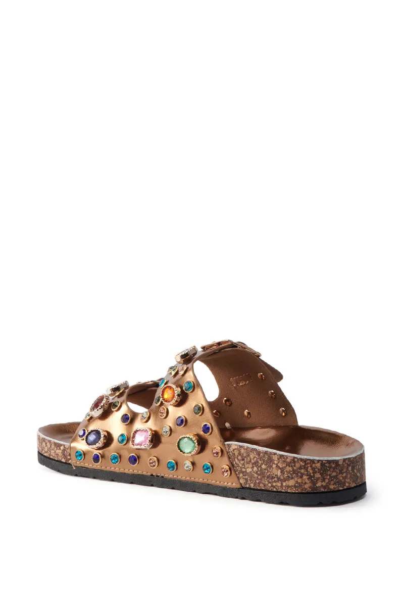 AKIRA BAYLEAVES GOLD NEW SLIP ON FLAT SANDAL