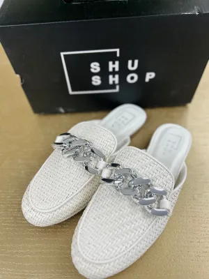 Alexis White Woven Mule