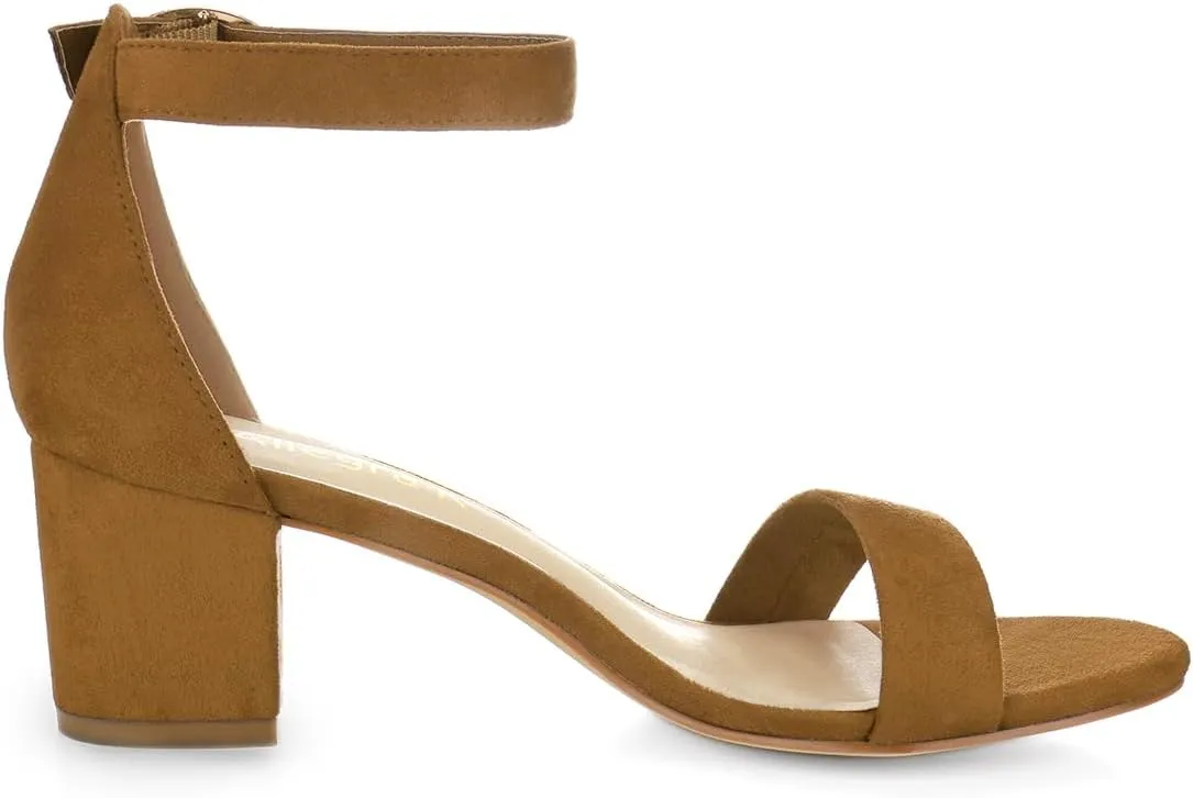 Allegra K Women's Open Toe Block Heel Ankle Strap Sandals