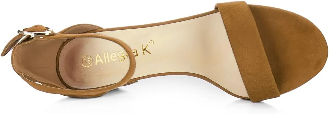 Allegra K Women's Open Toe Block Heel Ankle Strap Sandals