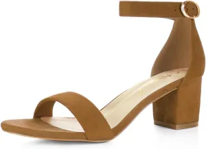 Allegra K Women's Open Toe Block Heel Ankle Strap Sandals