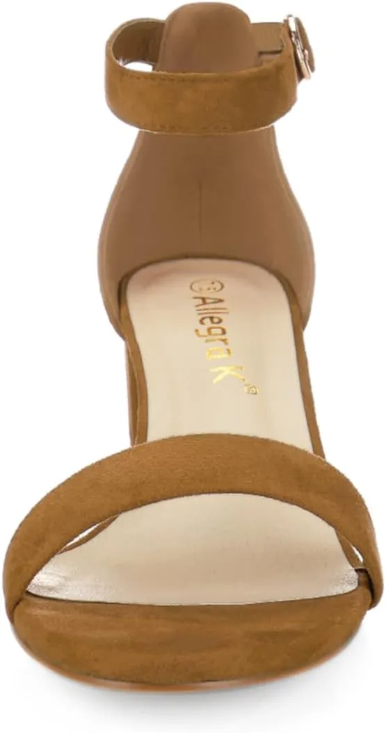 Allegra K Women's Open Toe Block Heel Ankle Strap Sandals