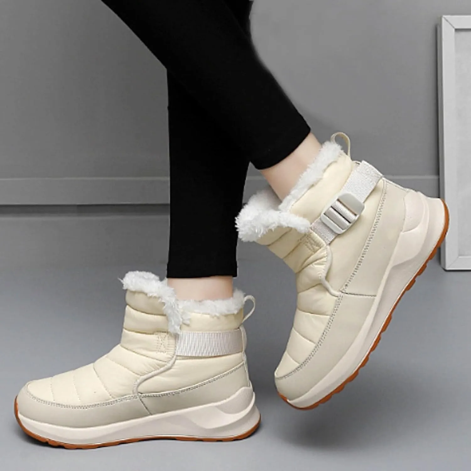 AMDBEL Snow Boots for Women Winter Warm Faux Fur Waterproof Ankle Booties Ladies Comfortable Short Ski Boots Outdoor Shoes