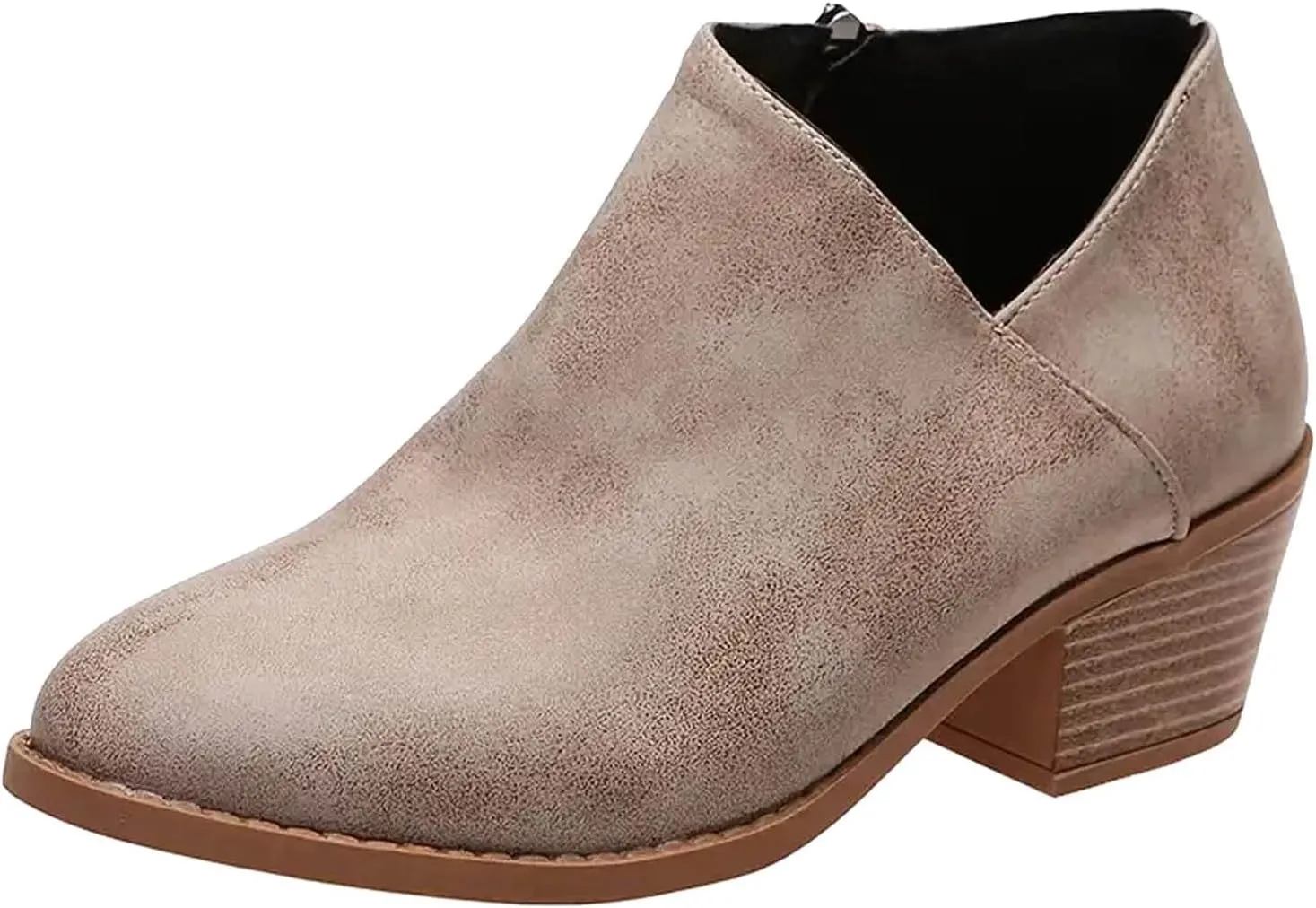 AMDBEL Winter Boots for Women 2024 Ankle Booties Dressy Low Heel Side Zipper Pointd Toe Fall Winter Short Boots Shoes