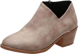 AMDBEL Winter Boots for Women 2024 Ankle Booties Dressy Low Heel Side Zipper Pointd Toe Fall Winter Short Boots Shoes