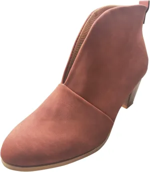Ankle Boots for Women Low Heel V Cut Ankle Booties Stacked Chunky Heel Dressy Boots Faux Leather Western Booties