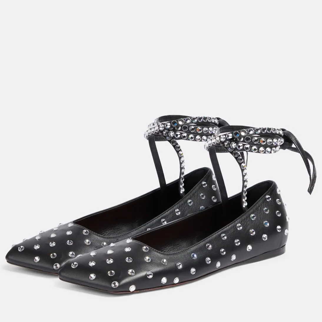 Arqa Crystal Ballet Flats for Women Sparkling Rhinestone Ankle Strap Ballerina Shoes Casual Mary Jane Flat Shoe