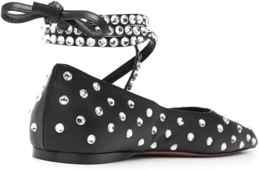 Arqa Crystal Ballet Flats for Women Sparkling Rhinestone Ankle Strap Ballerina Shoes Casual Mary Jane Flat Shoe