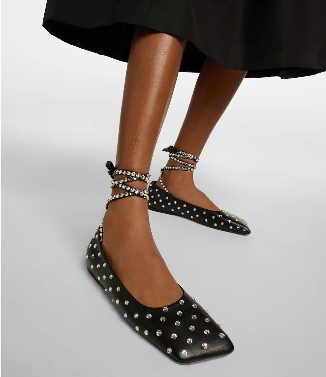 Arqa Crystal Ballet Flats for Women Sparkling Rhinestone Ankle Strap Ballerina Shoes Casual Mary Jane Flat Shoe
