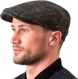 Authentic Tweed Flat Cap 100% Irish Wool Handmade Ireland Men Casquette Navy Green Charcoal (US, Alpha, X-Large, Charcoal Check)