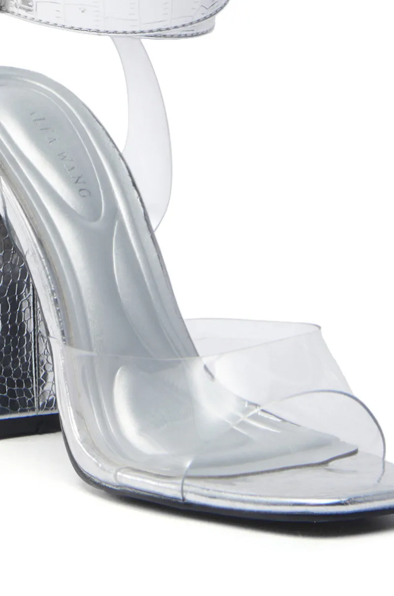 AZALEA WANG REMILIA SILVER CROC SANDAL WITH STRAP
