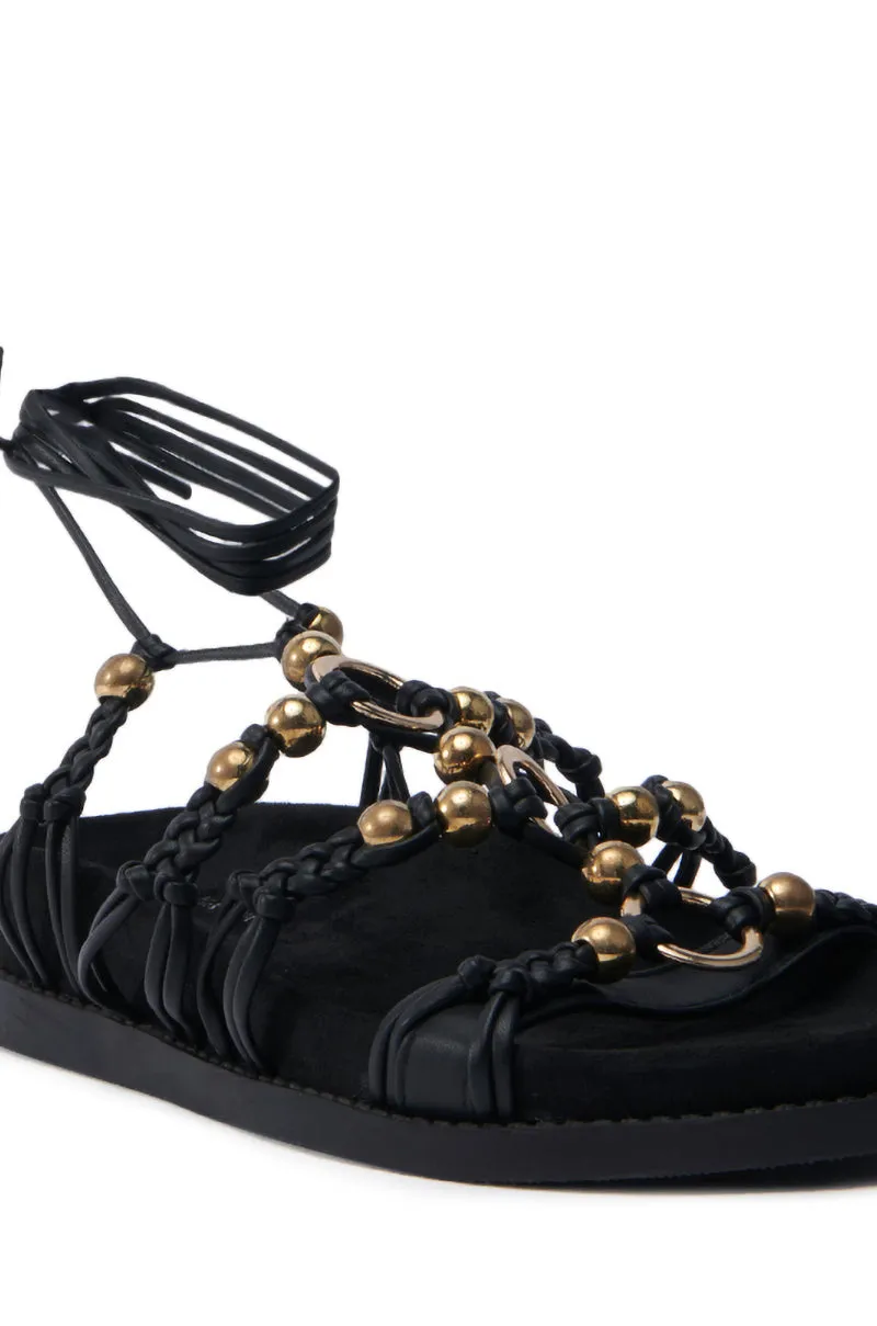 AZALEA WANG XYLA BLACK FAUX SUEDE SANDAL