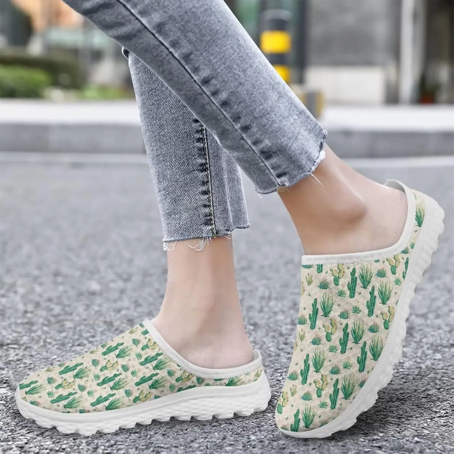 Backless Mesh Mule Shoes for Women Breathable Light Non-Slip Casual Shoe, Easy On-Off for Walking, Office, Trip