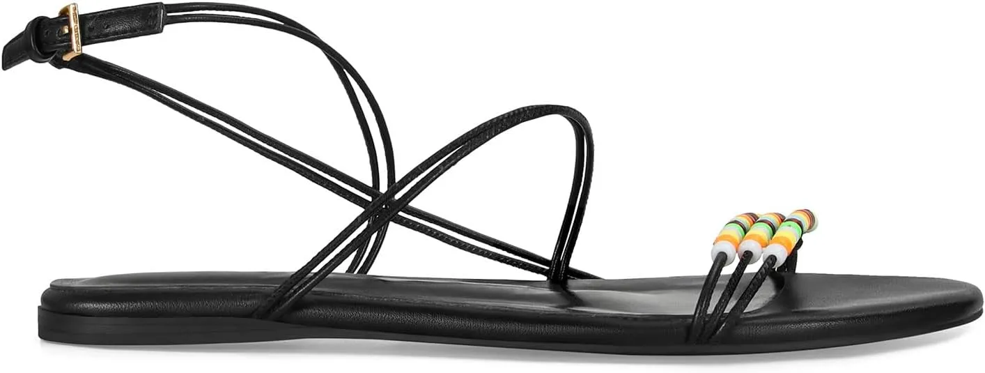 Beaded Strappy Flat Sandals for Women Bohemian Sandals Open Toe Slingback Flats Summer Vacation Beach Casual Daily Dressy Cute Shoes