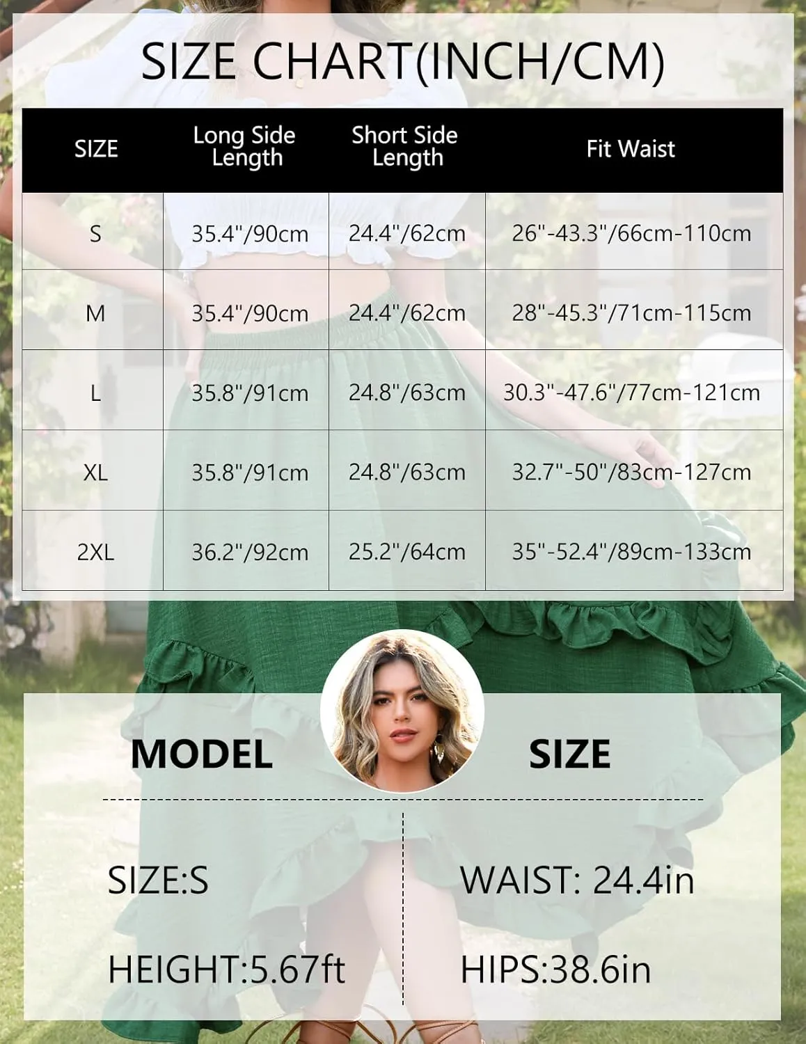 Bridesmay Renaissance Fairy Skirt 2025 Asymmetrical Ruffle Hem Elastic Waisted Long Maxi Skirts for Women