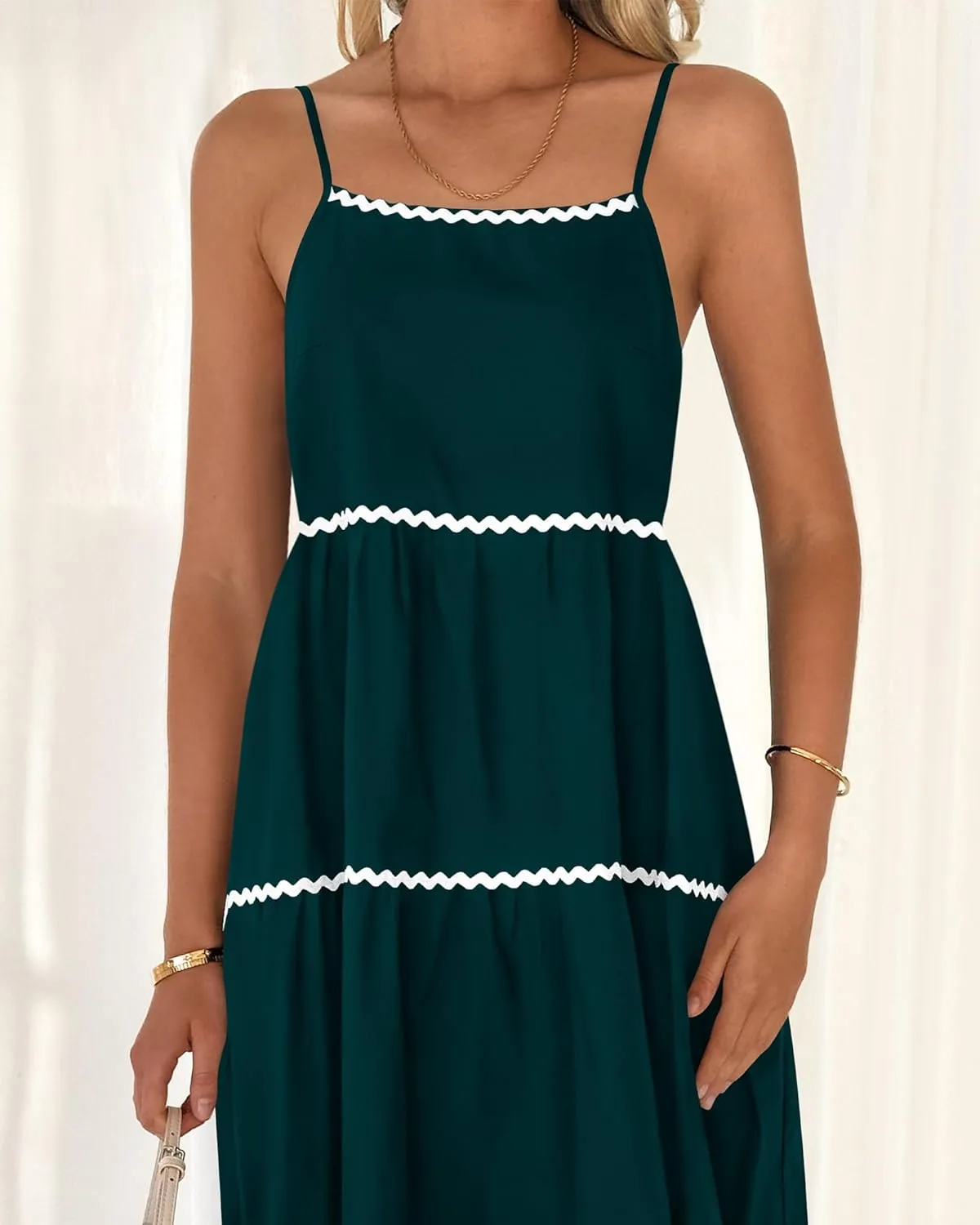 BTFBM Boho Summer Dresses 2025 Spaghetti Strap Backless Sundress RIC Rac Trim Tiered A-Line Long Casual Vacation Dress