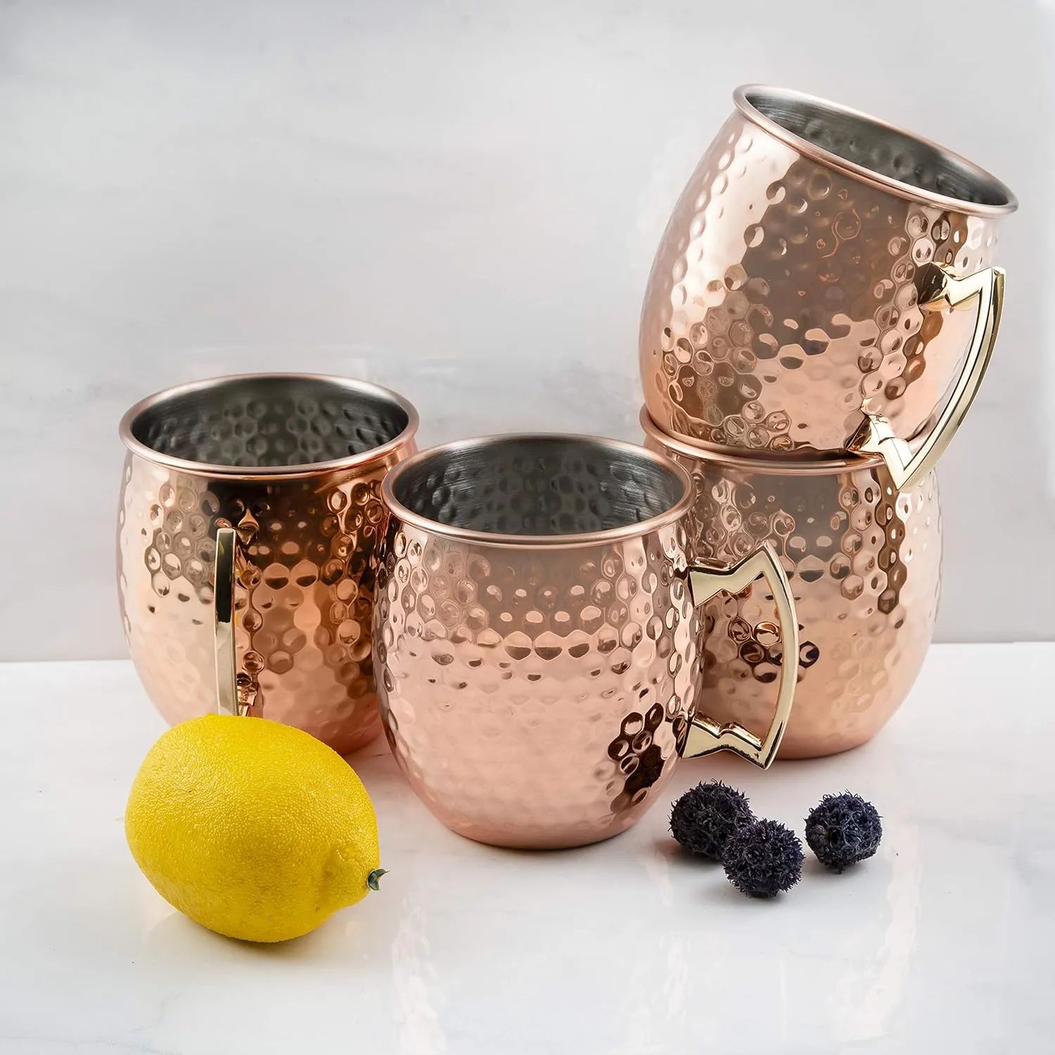 Cambridge Silversmiths Hammered Copper Moscow Mule, Set of 4, 20 Ounce