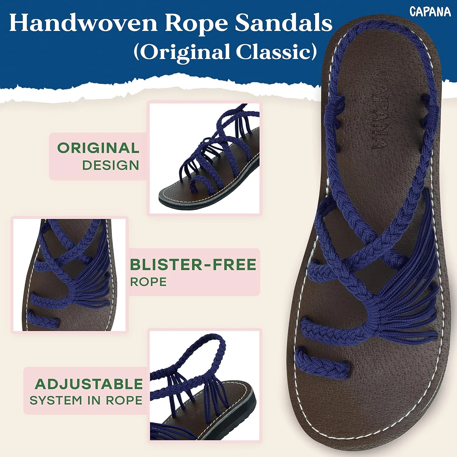 Capana Woven Women's Flat Sandals - Strappy Braided Sandals, Beach Sandals for Women Dressy Summer, Rope Bohemian Sandals, Spring Casual Womens Shoes, Comfy Boho Flats for Teen Girls – Commune