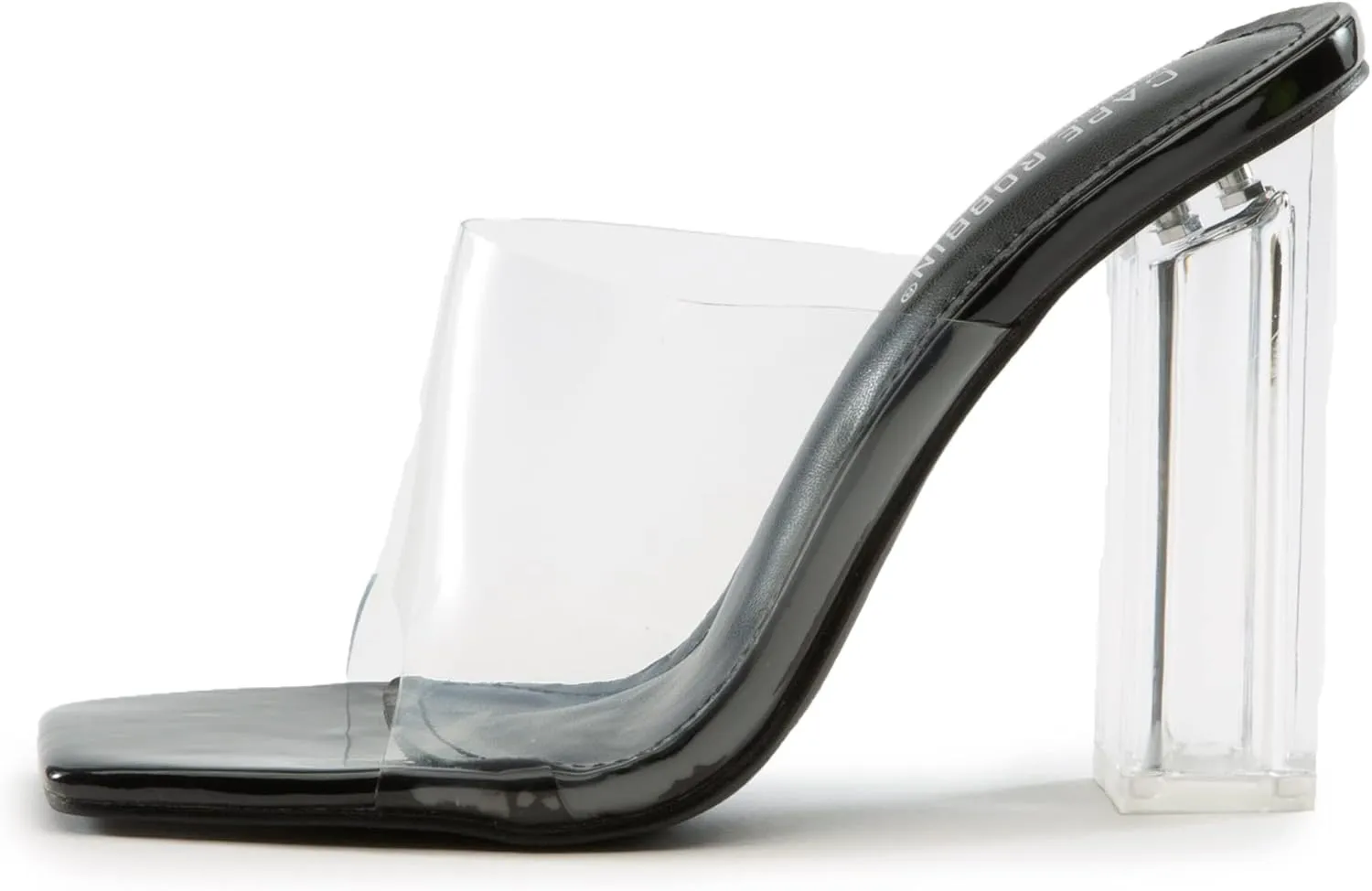 Cape Robbin Edna Clear Chunky Block High Square Open Toe Heels Sandals Mule