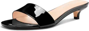 Castamere Womens Low Kitten Heel Open Toe Mule Heels Casual Dress Prom Slip-on Sandals 1.4 Inches Heels