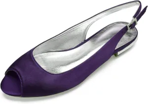 Charmstep Women Satin Bridal Ballet Flats Slingback Peep Toe Back Strappy Wedding Party Shoes 5049-49