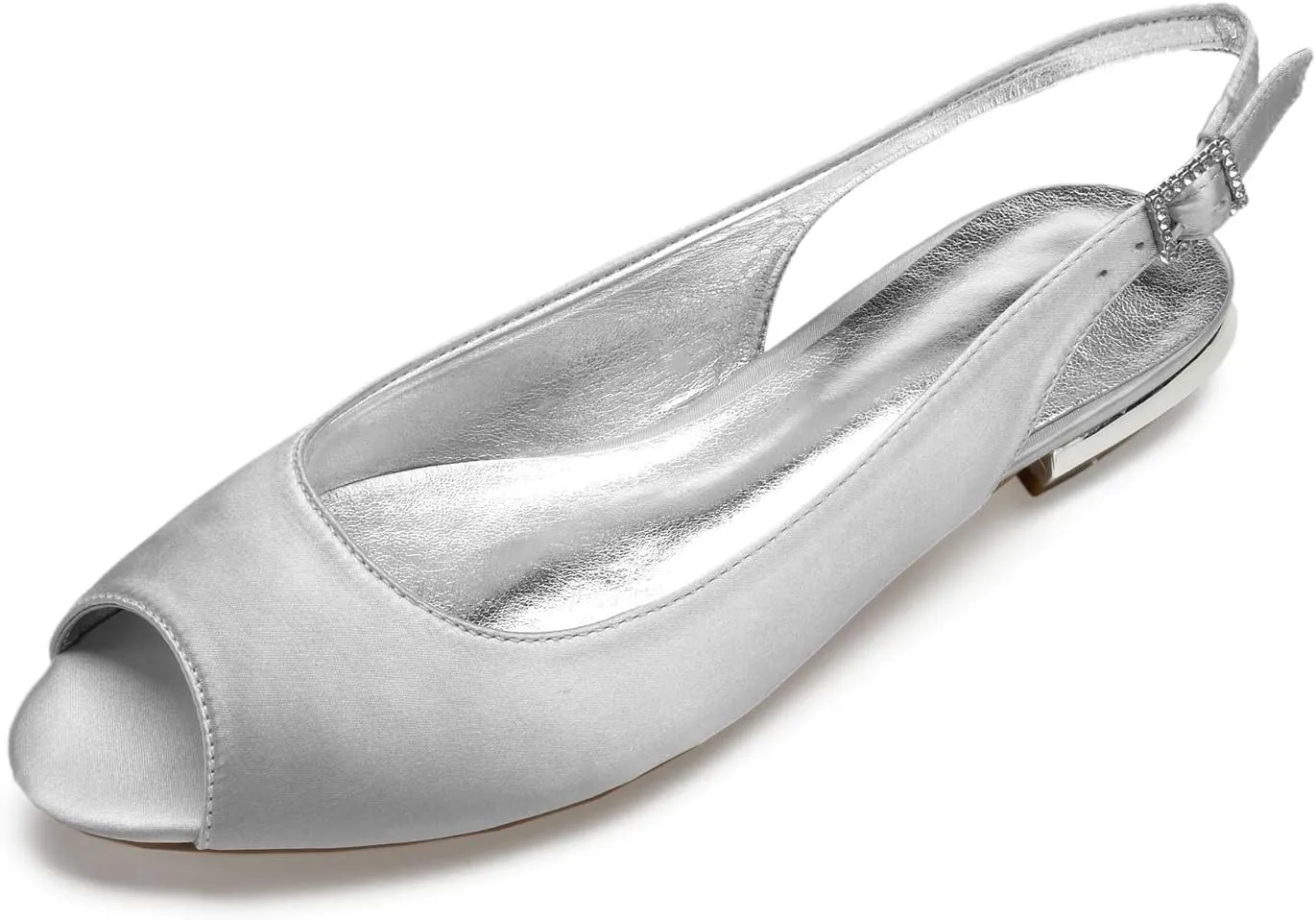Charmstep Women Satin Bridal Ballet Flats Slingback Peep Toe Back Strappy Wedding Party Shoes 5049-49