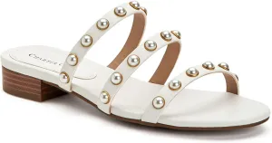 Charter Club Womens Soraya Faux Leather Mule Sandals White 8.5 Medium (B,M)
