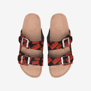 Cleveland Browns Womens Mini Print Double Buckle Sandal