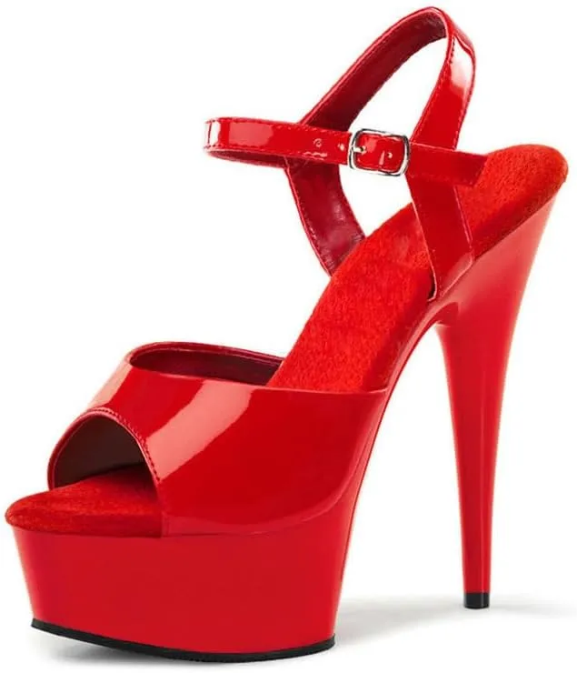 denova's Women's Patent 6in Very High Heel Platform Pole Dance Stiletto Sandal