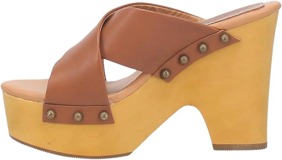Dingo Womens Driftwood Studded Platform Casual Sandals Casual High Heel 3" & Up - Black