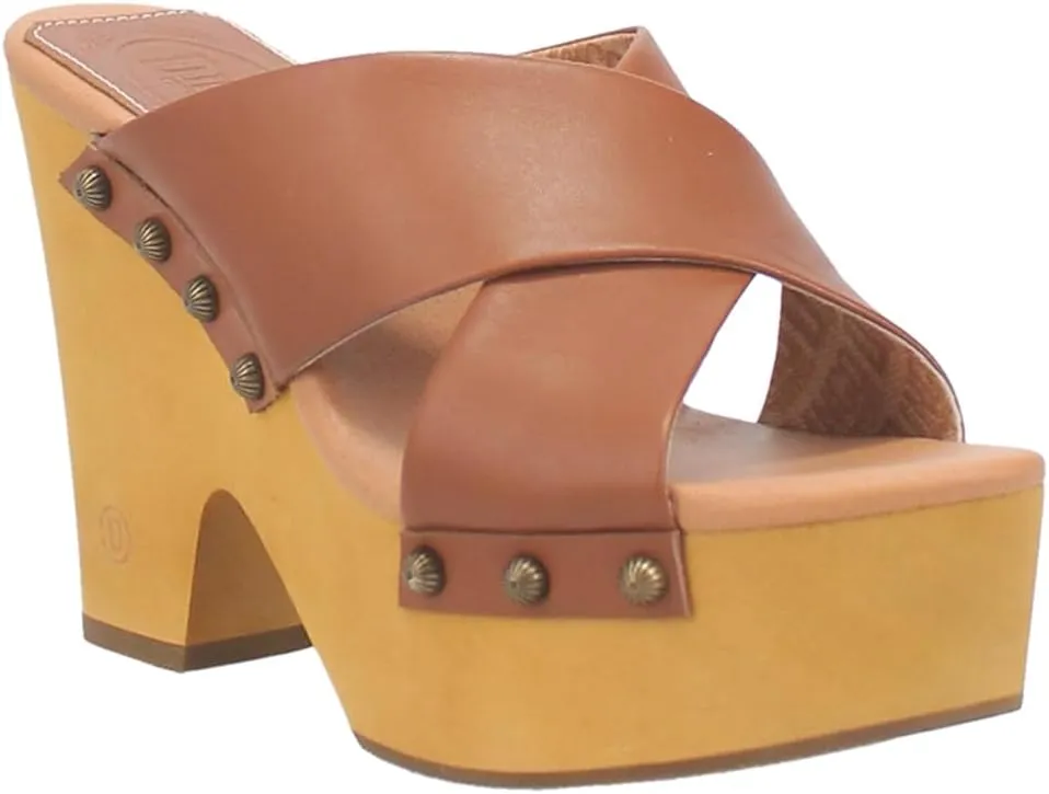 Dingo Womens Driftwood Studded Platform Casual Sandals Casual High Heel 3" & Up - Black
