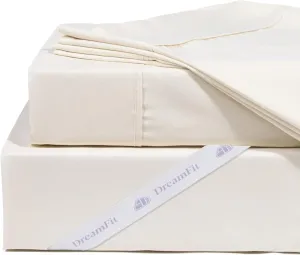 DreamFit DreamComfort Microfiber StaDry Technology Cooling Bed Sheets with Elastic Corner Straps for Adjustable Bed Extra Deep Pocket up to 20 inch Crafted in USA Split Head King Sheet Set Ivory