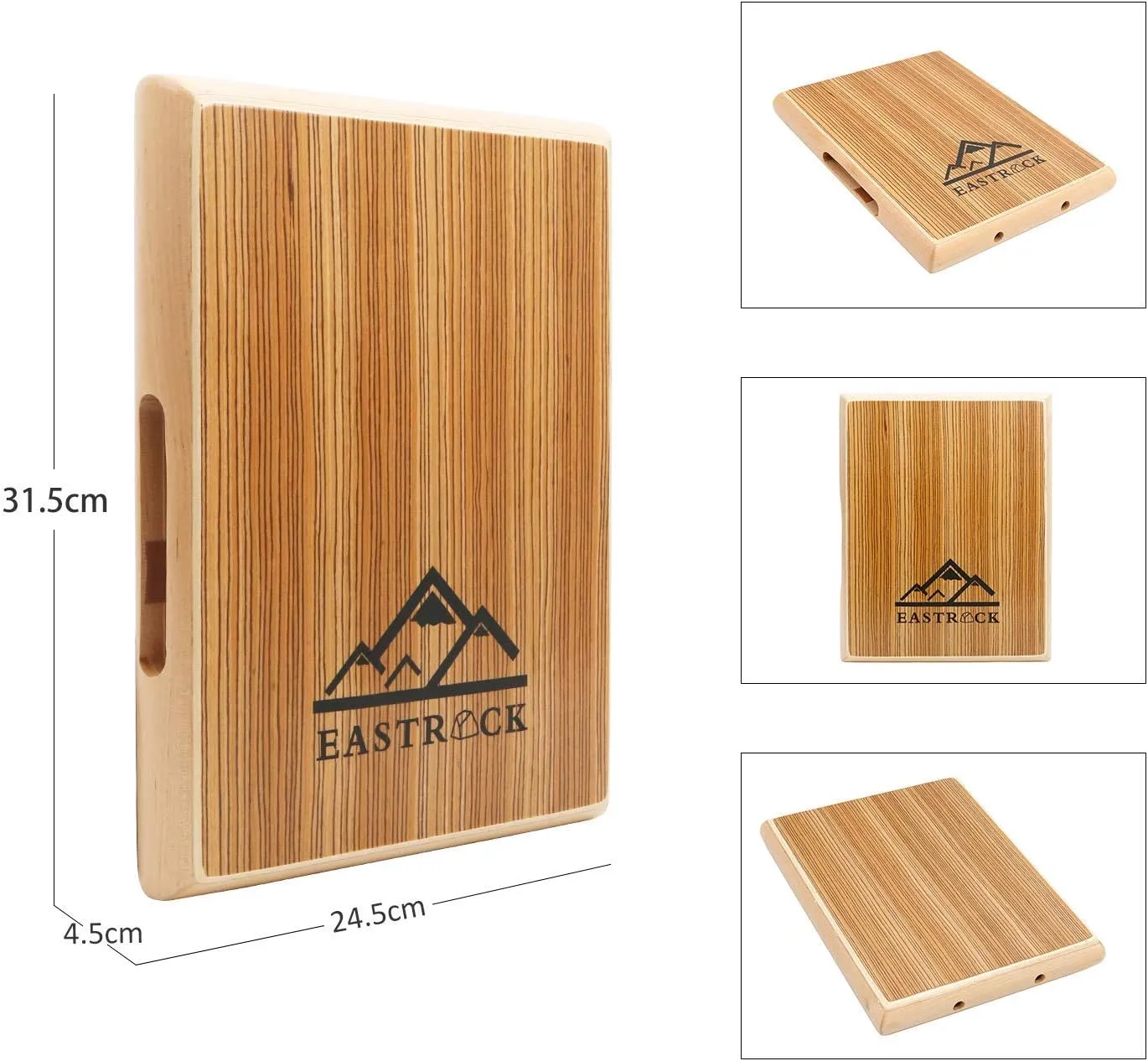 EastRock Travel Cajon Box Drum Flat Hand Drum Portable Wood Percussion Instrument with Adjustable Strings Carrying Bag