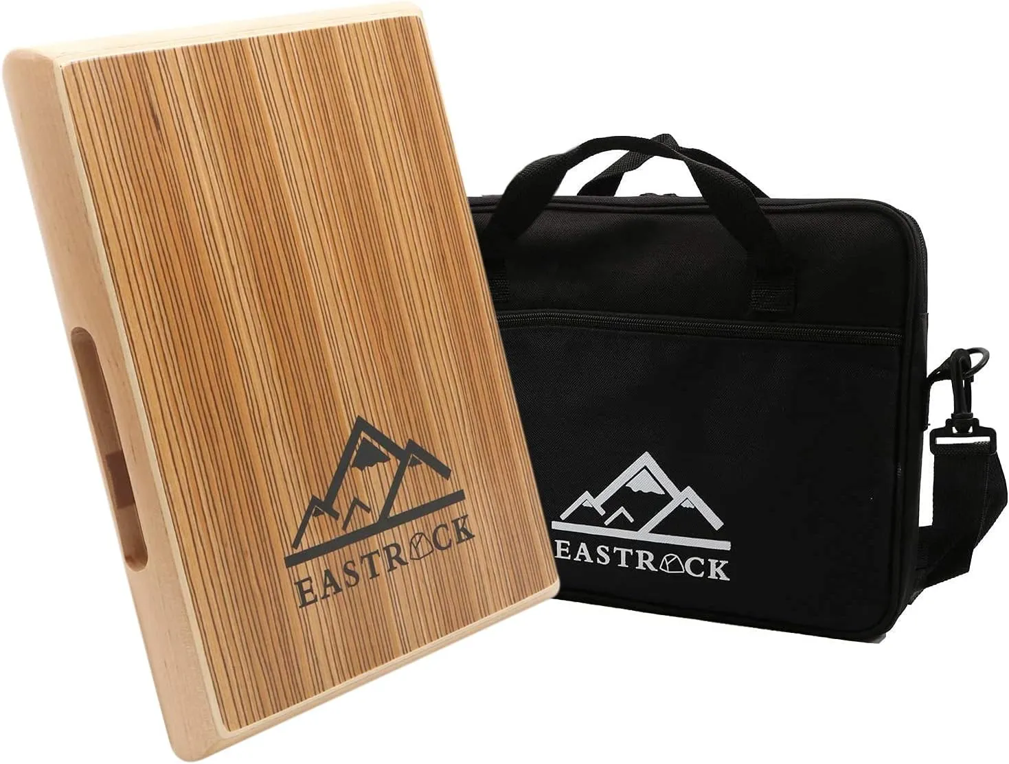 EastRock Travel Cajon Box Drum Flat Hand Drum Portable Wood Percussion Instrument with Adjustable Strings Carrying Bag